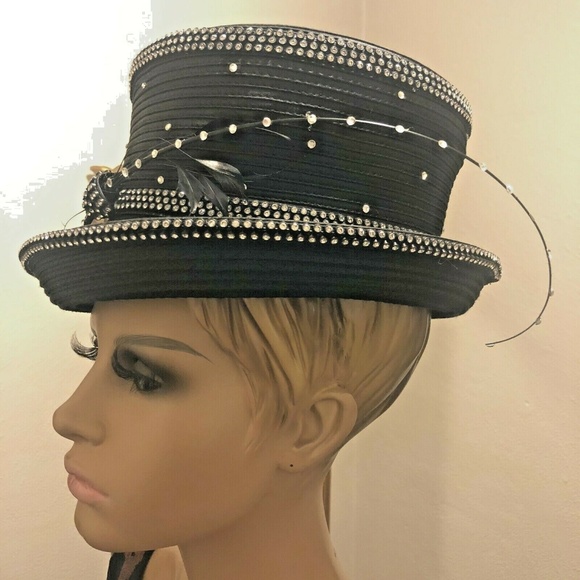 Mr Song Millinery Blk Rhinestone Feathers - Picture 6 of 8
